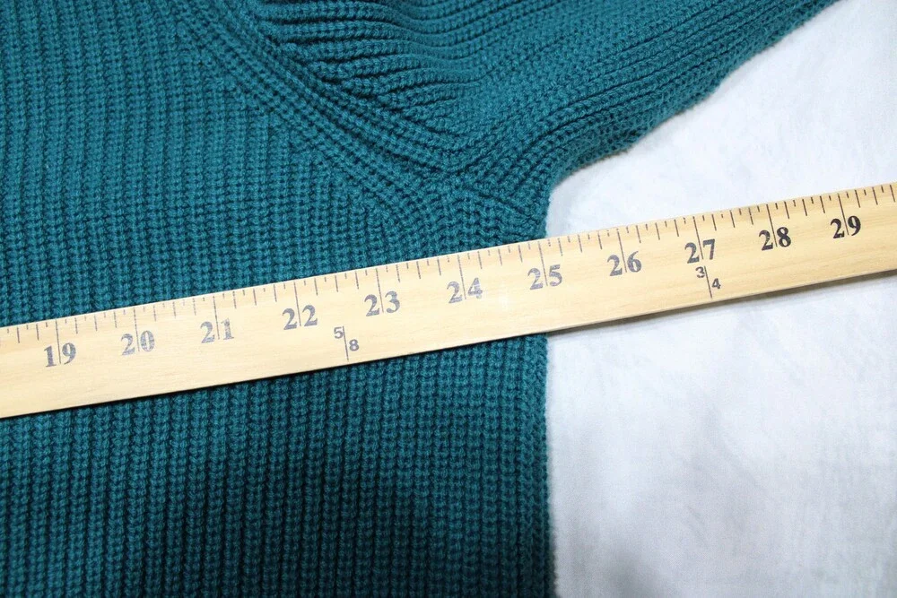 Lands’ End Roll Neck Ribbed Knit Sweater Men’s XXL Teal Green